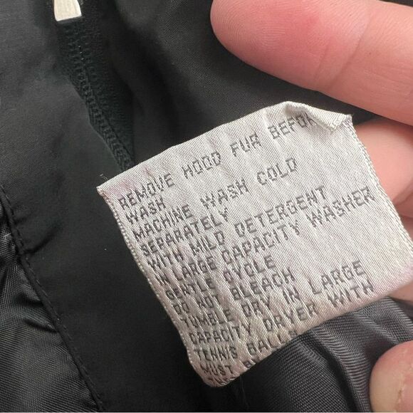 Larry Levine down, puffer coat with fox tail fur trim with flaws womens small - Picture 3 of 11